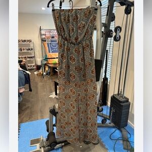 Strapless Patterned Maxi Dress